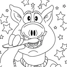 Coloring chart - brushing pig