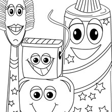 Coloring chart - brushing and flossing friends