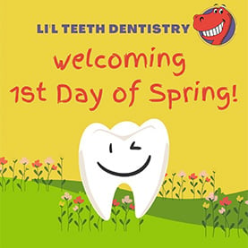 Instagram post with a smiling tooth and a heading with the text Welcoming 1st Day of Spring